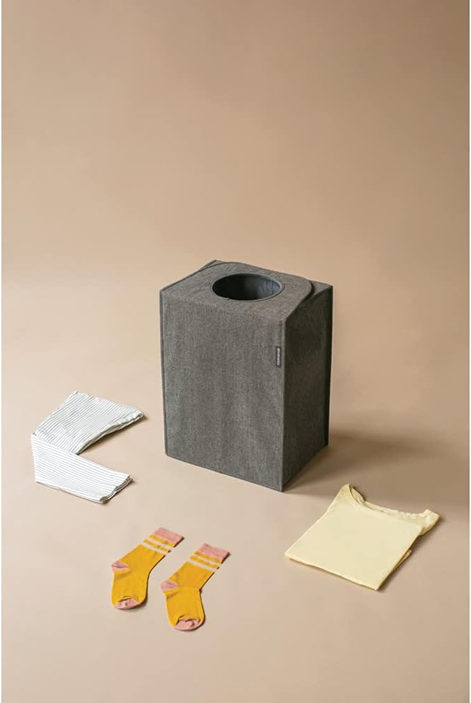 Brabantia - Wäschesack - Quick-Drop-Öffnung - Robuste Textilsack - Platzsparend - Der Deckel lässt s