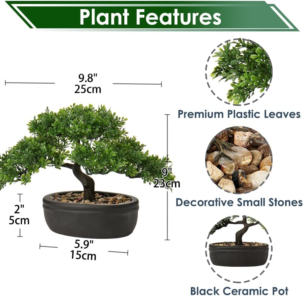 Kunstbonsai Naturgetreue Künstliche Pflanze Kunstbaum Bonsai Zeder Kiefer Podocarpus Plastik Pflanze