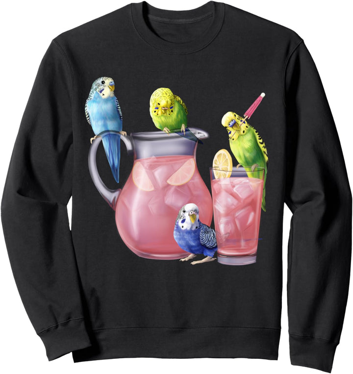 Sittiche und rosa Limonade - Wellensittiche mit einem Glas Sweatshirt