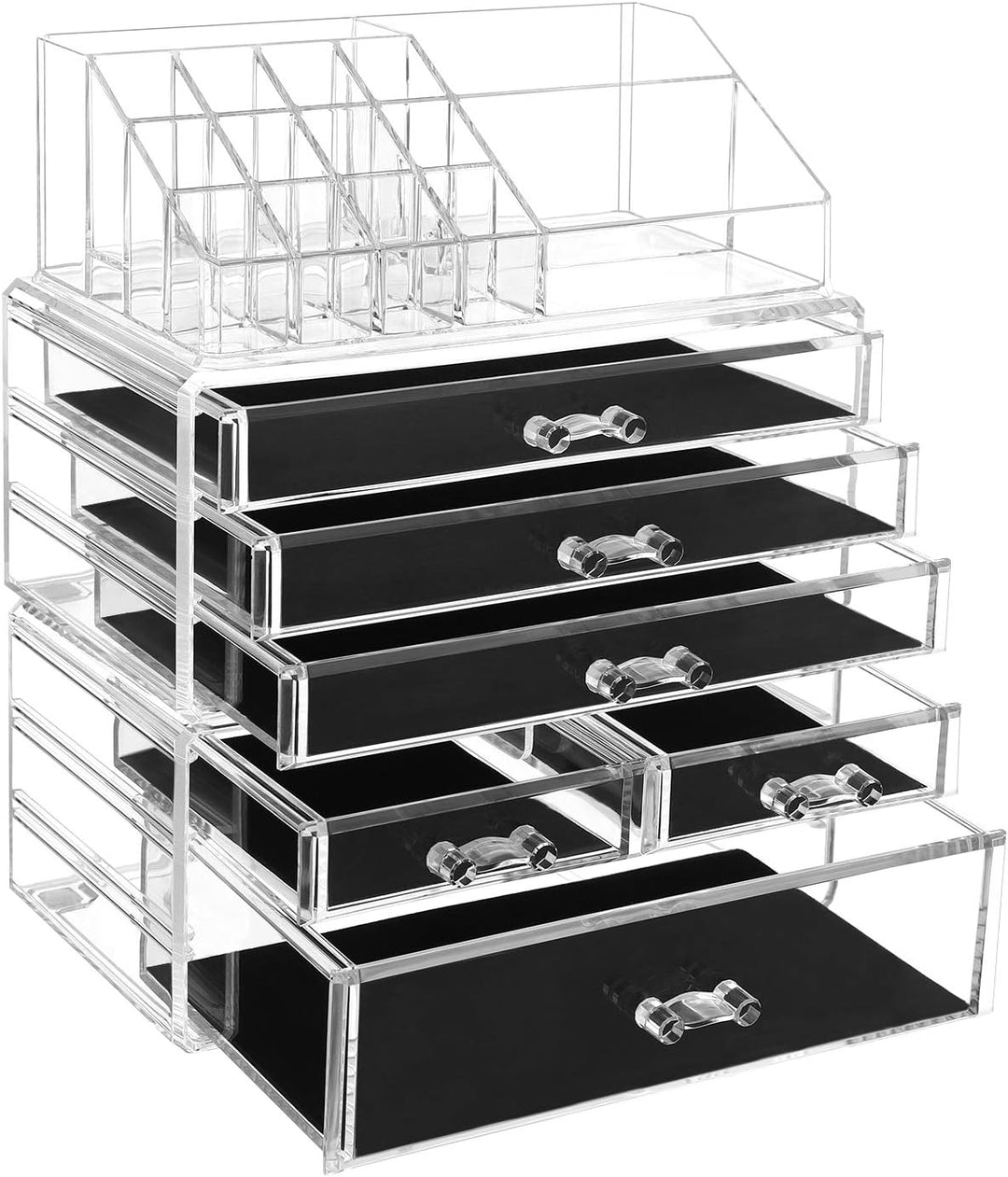 SONGMICS Kosmetik-Organizer aus Acryl, Make-up Organizer mit 6 Schubladen, Aufbewahrungsbox fürs Bad