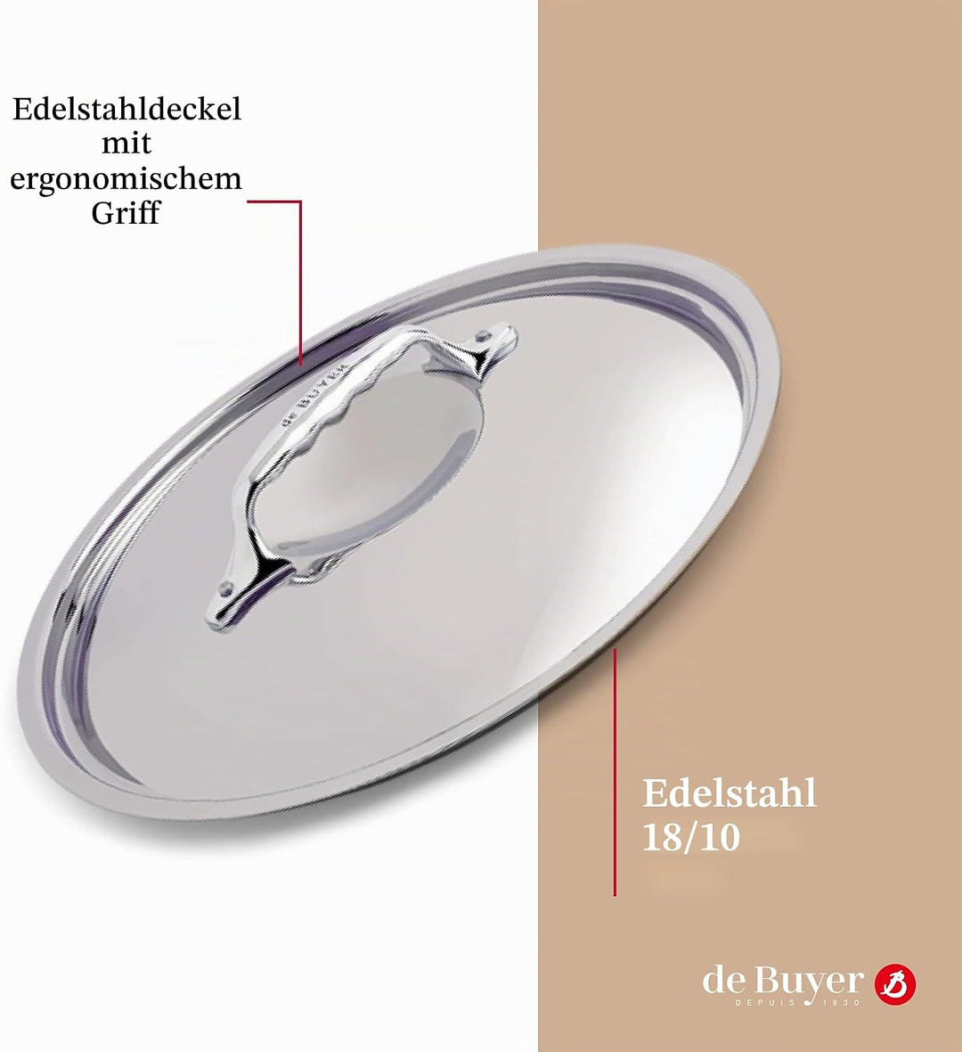 De Buyer Deckel, Edelstahl, Silber, 14 x 14 x 35.6 cm, 14 x 14 x 35.6 cm