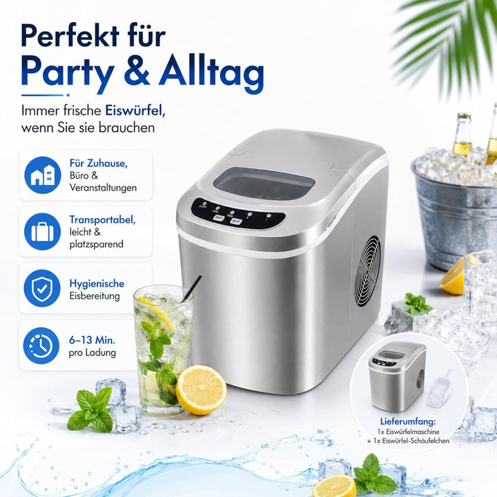 ms-point Eiswürfelmaschine, Eiswürfelbereiter, Icemaker in Silber