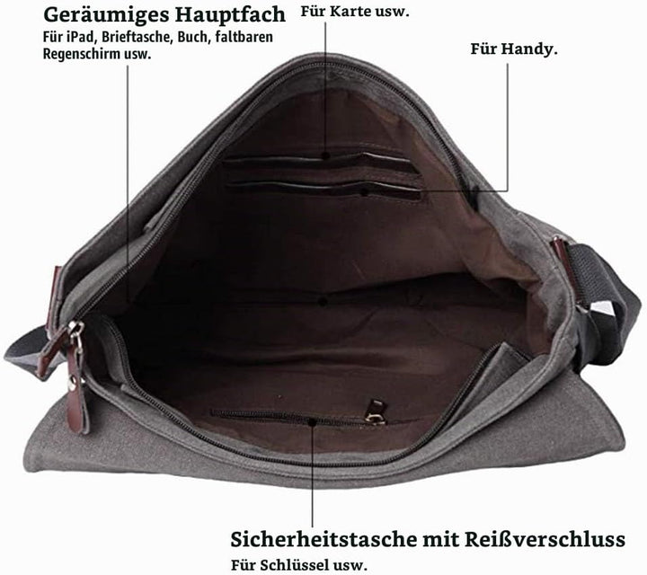 Sechunk Kleine Umhängetasche aus Segeltuch für Männer, Jungen, Studenten Blau, Blau
