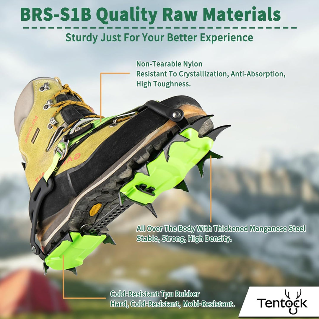 Tentock Steigeisen für Bergschuhe, Edelstahl Schuhspikes Crampons Anti-rutsch Eisklampe Steigeisen m