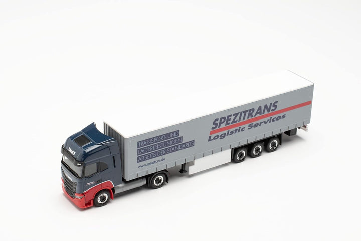 Herpa LKW Modell Iveco S-Way LNG Gardinenplanen-Sattelzug „Spezitrans“, originalgetreu im Massstab 1