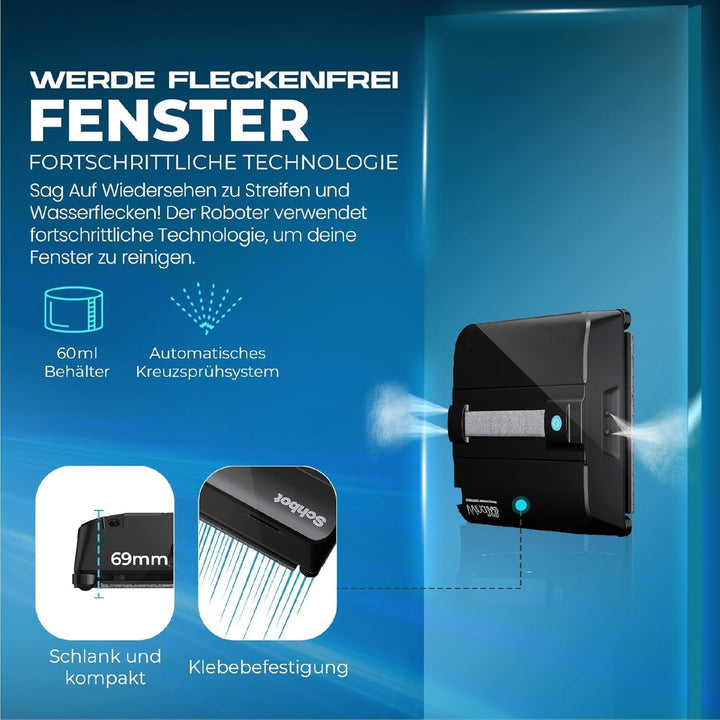 Wind X3 Fensterputzroboter Set mit 5 Mikrofaser-Reinigungstüchern – Elektrischer Fensterreiniger mit
