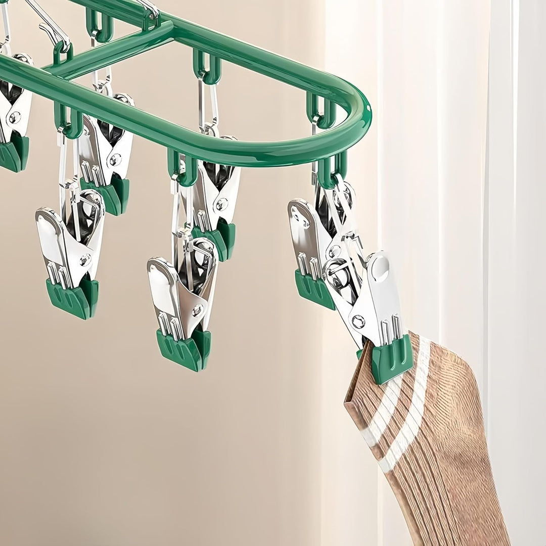 Metall Kleiderständer mit Clips, Edelstahl, Kleider- und Sockenbügel, Wäschetropfbügel mit 20 Clips,