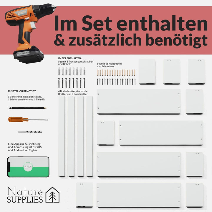 NATURE SUPPLIES Kinderzimmerregale, 58,7 cm, Massivholz, für Bücher, Spielzeug, Dekoration, Wand-Büc