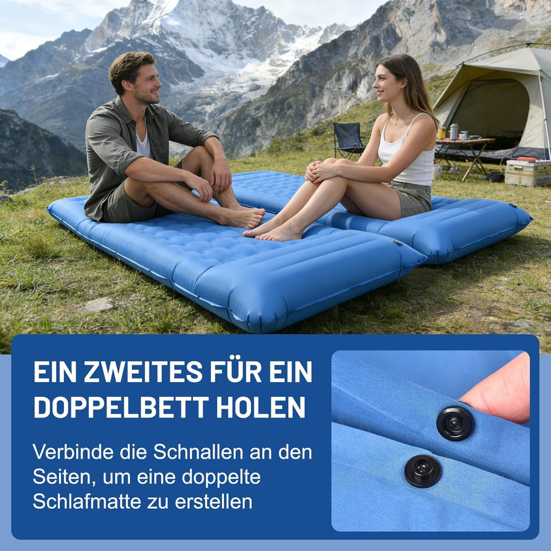NAPASA Isomatte Camping, 16CM Verdicktes Aufblasbare Matratze mit Eingebauter Fusspresse Pumpe & Kis