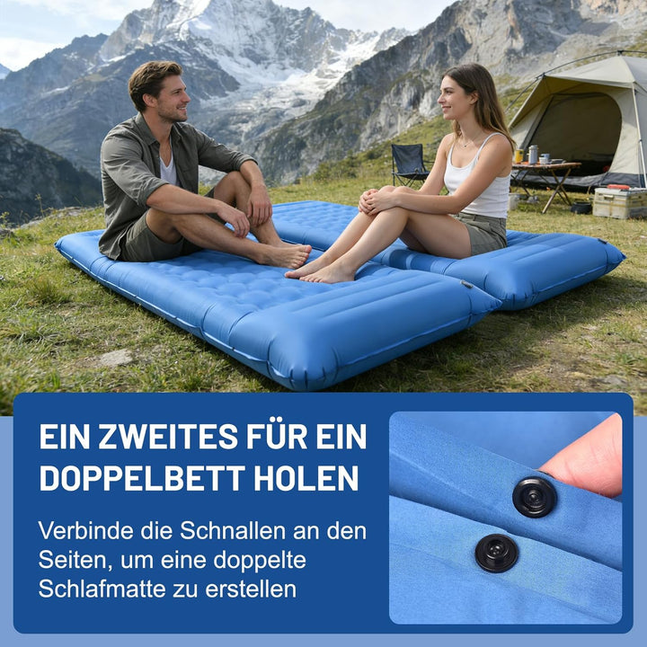 NAPASA Isomatte Camping, 16CM Verdicktes Aufblasbare Matratze mit Eingebauter Fusspresse Pumpe & Kis