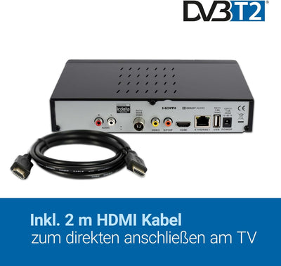 Set-ONE EasyOne 740 HD DVB-T2 Receiver, Freenet TV (Private Sender in HD), Full-HD 1080p, HDMI, USB