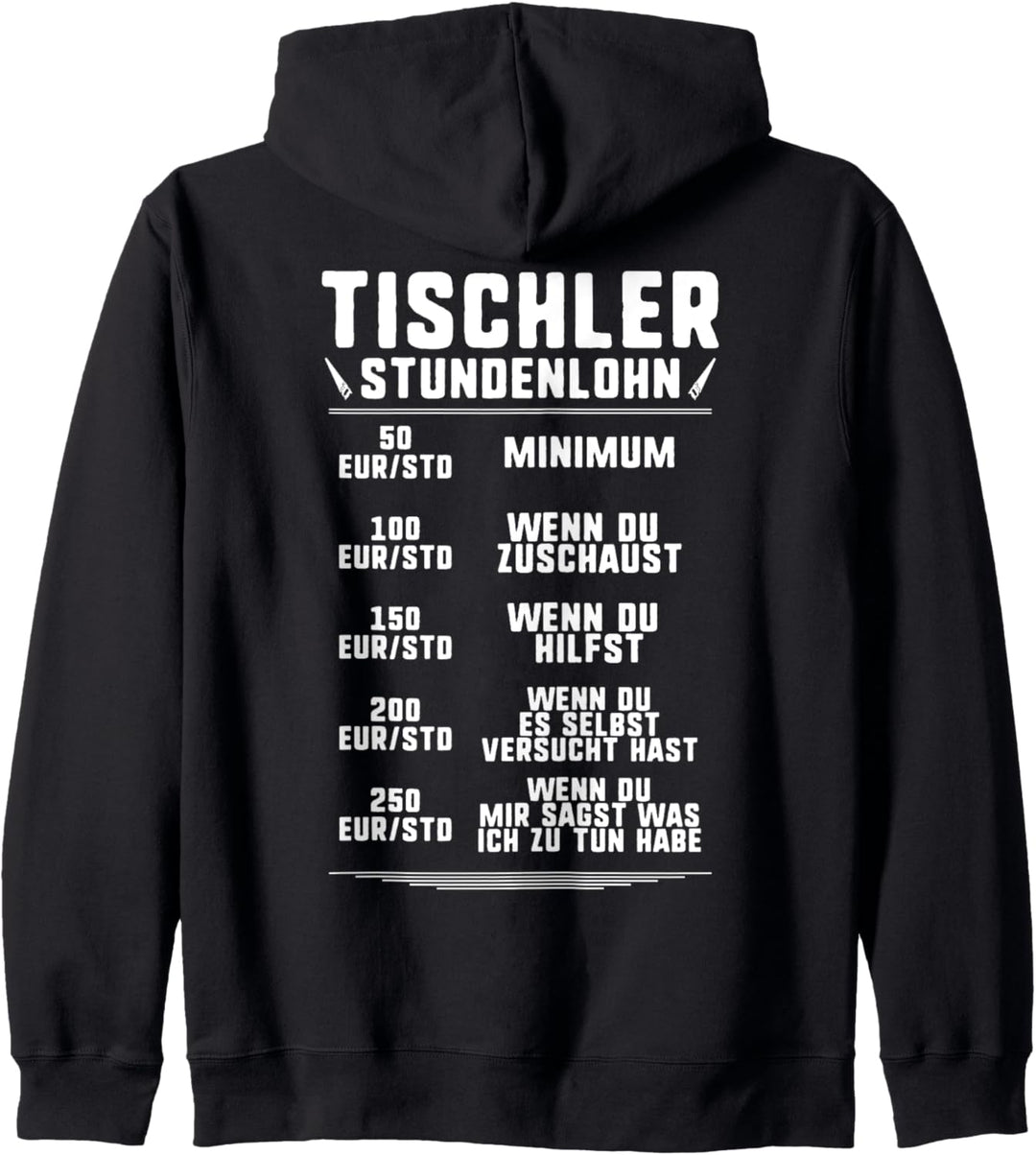 Stundenlohn Tischler Kapuzenjacke