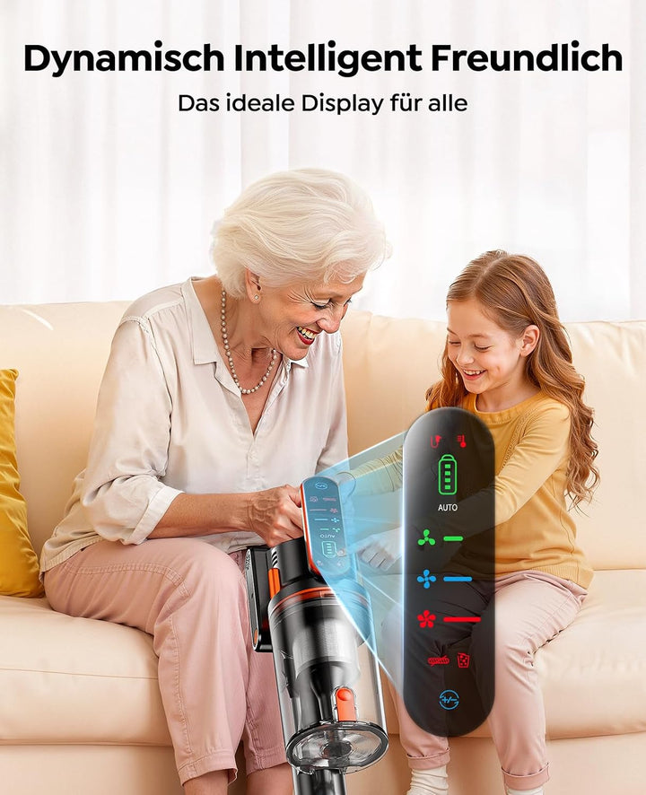 Fieety Akku Staubsauger,600W/50kPa/65Min Staubsauger Kabellos mit Wandmontierte Ladestation, Aromath