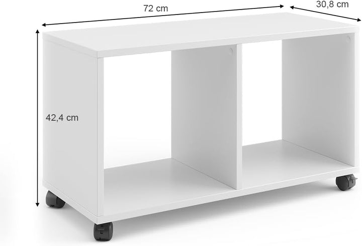 Vicco Kinderregal Luigi, Weiss, 72 x 42.4 cm, auf Rollen fahrbar mit Zwei offenen Ablageflächen 2 Fä