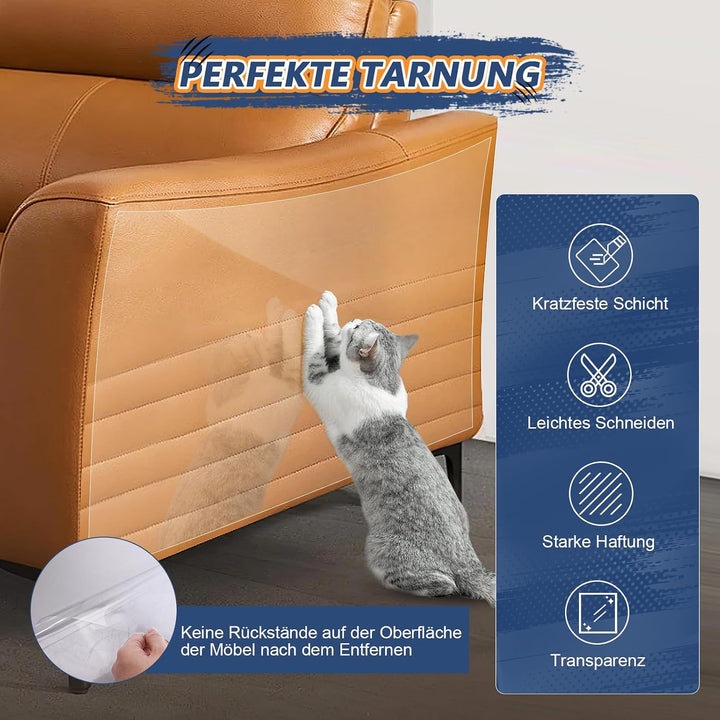 30 Stück Kratzfolie Katzen Selbstklebend, Transparent Kratzschutz Sofa Katze Kratzschutzfolie Kratzs
