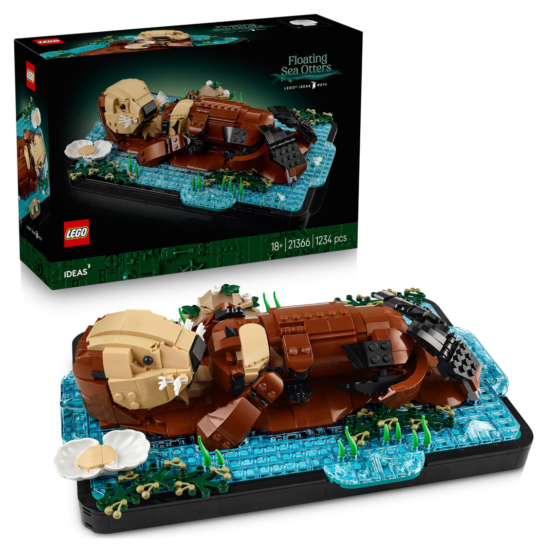 LEGO Ideas Schwimmende Otter - Modellbau für Erwachsene - 3D Puzzle mit Seeotter Figuren (Mutter & J