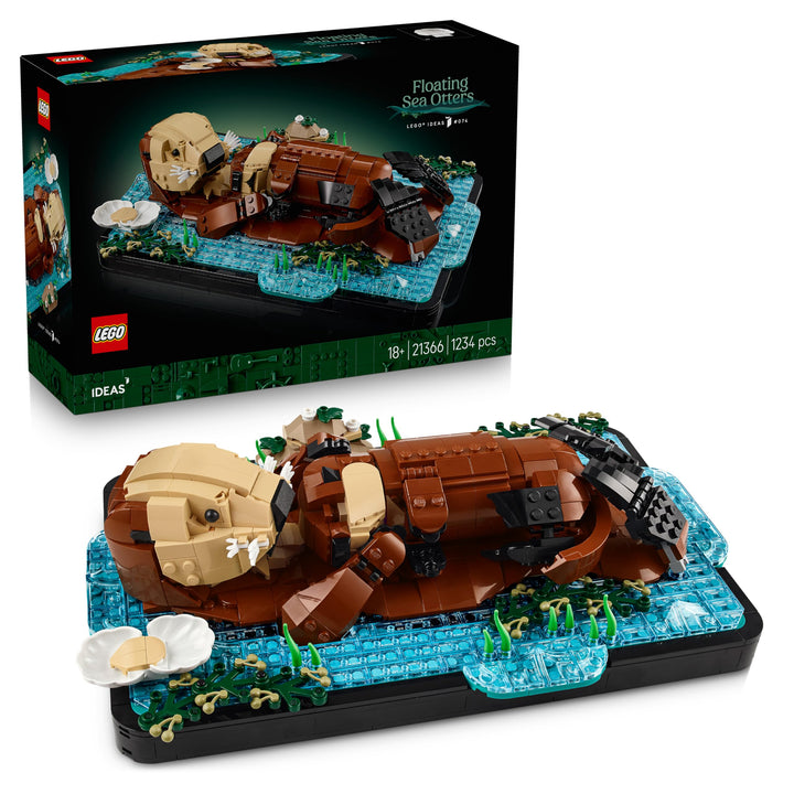 LEGO Ideas Schwimmende Otter - Modellbau für Erwachsene - 3D Puzzle mit Seeotter Figuren (Mutter & J