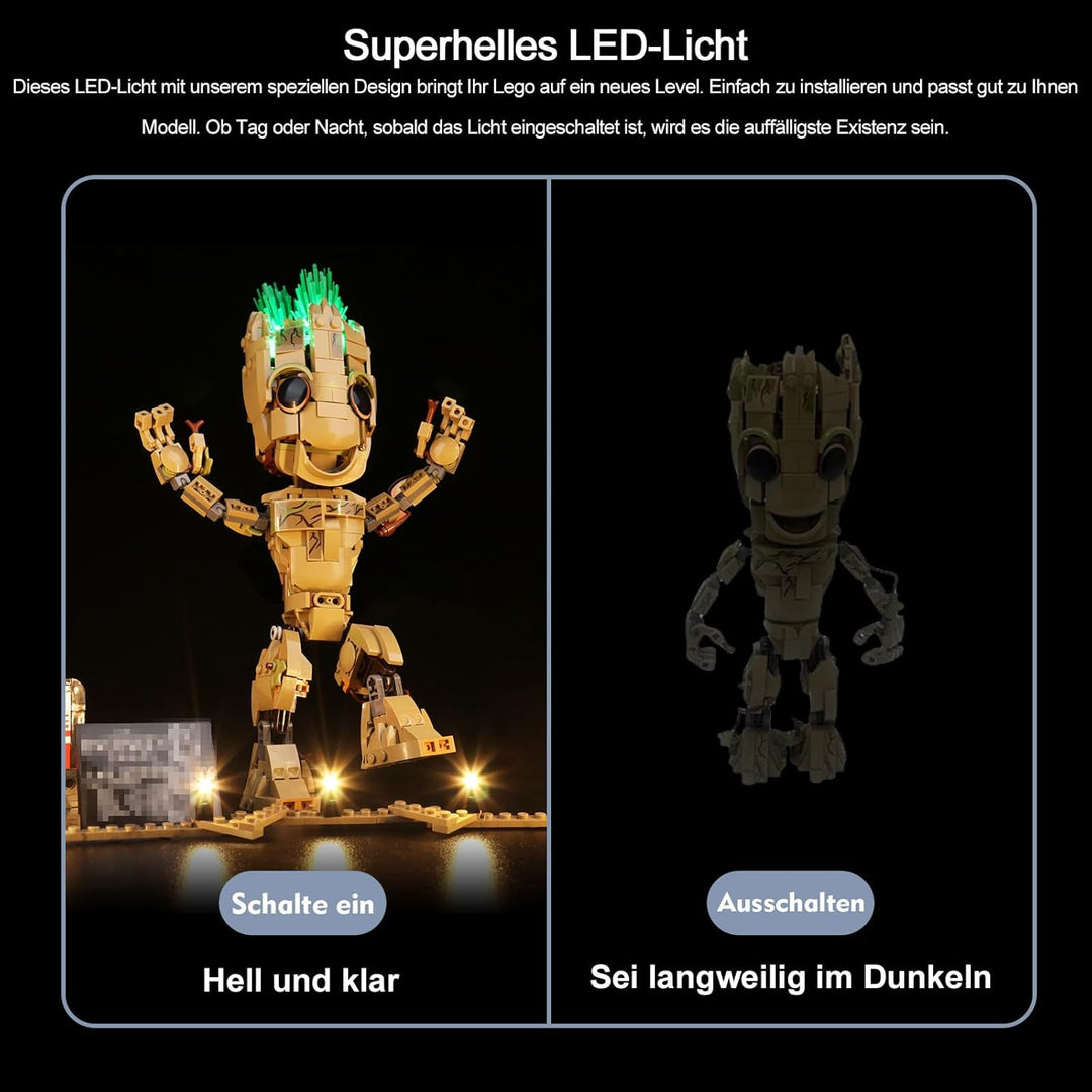 BrickBling Led Licht Set für Lego 76217 Marvel Ich Bin Groot Spielzeug, Led Beleuchtungs Set für Leg