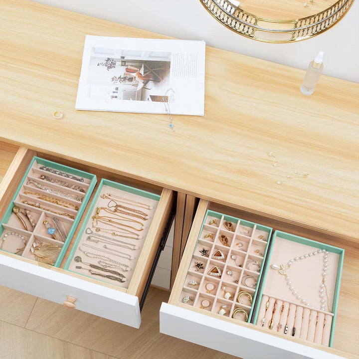 ProCase Schmucktablett Organizer mit 4 Schmuckschalen, Stapelbar Schmuck Schublade Organizer, Schmuc