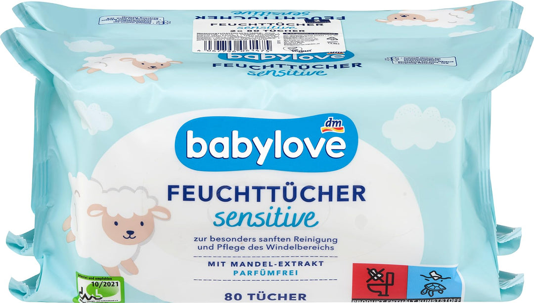 Babylove Feuchttücher und co (12x 80 Tücher, Sensitive Feuchttücher) Sensitive Feuchttücher 12x 80 T