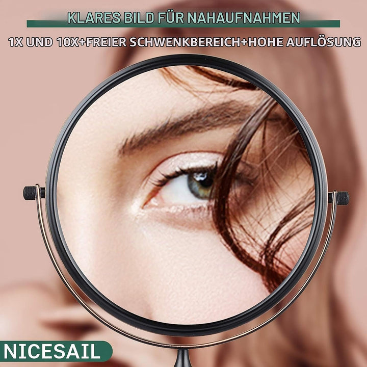 Nicesail Kosmetikspiegel mit 10x Vergrösserung Tischspiegel Schwarz Ölgeriebene Bronze Schminkspiege