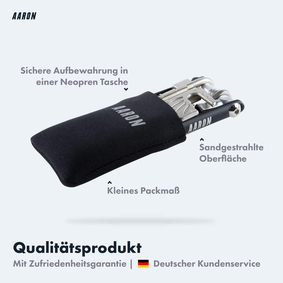 AARON Tool 20 in 1 Multitool - Fahrrad Multifunktionswerkzeug aus rostfreiem Stahl/Aluminium - faltb