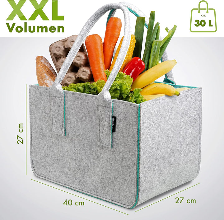 Shopping Bag aus Filz, grosse Einkaufs-Tasche mit Henkel, Einkaufskorb, faltbare Kaminholztasche zur