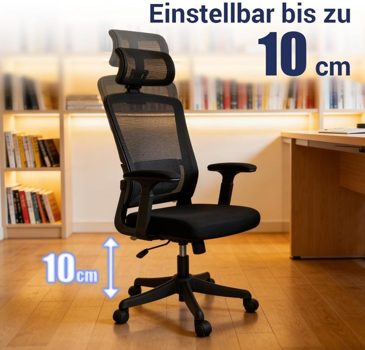 Ergonomischer Bürostuhl, Lendenwirbelstütze, höhenverstellbarer Chefsessel, Drehstuhl, Netzstuhl (Bl