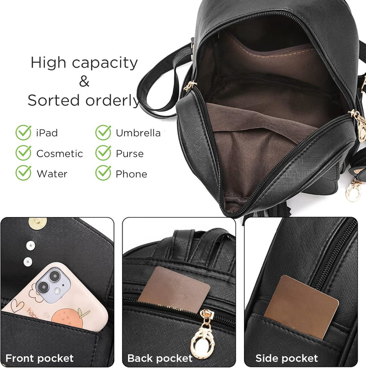 I IHAYNER Girls Fashion Backpack Mini Purse Backpack for Women Small Leather Backpack Purse for Teen