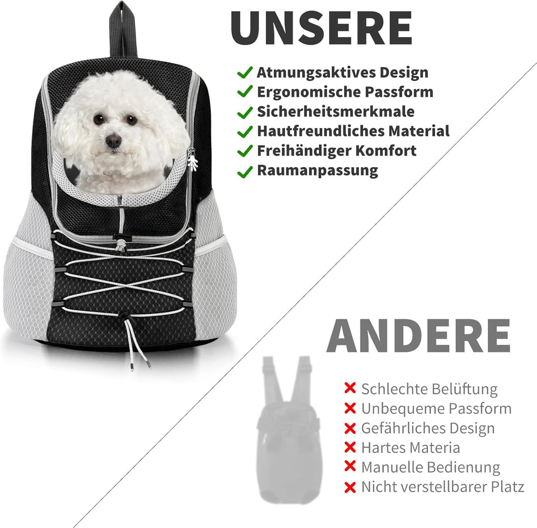 PETCUTE Hundetragerucksack mit Kopf-Out-Design,Atmungsaktive,Verstellbar Rucksack für Kleine Hunde u