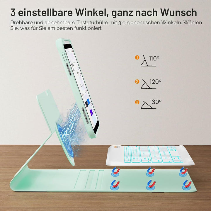 OYEEICE Hülle mit Tastatur für iPad A16 11 Generation 2025/10 Generation 2022 (11/10.9 Zoll), Vergrö
