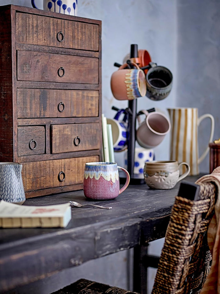 Bloomingville Tassen, grau blau rosa braun, Keramik, 3er Set