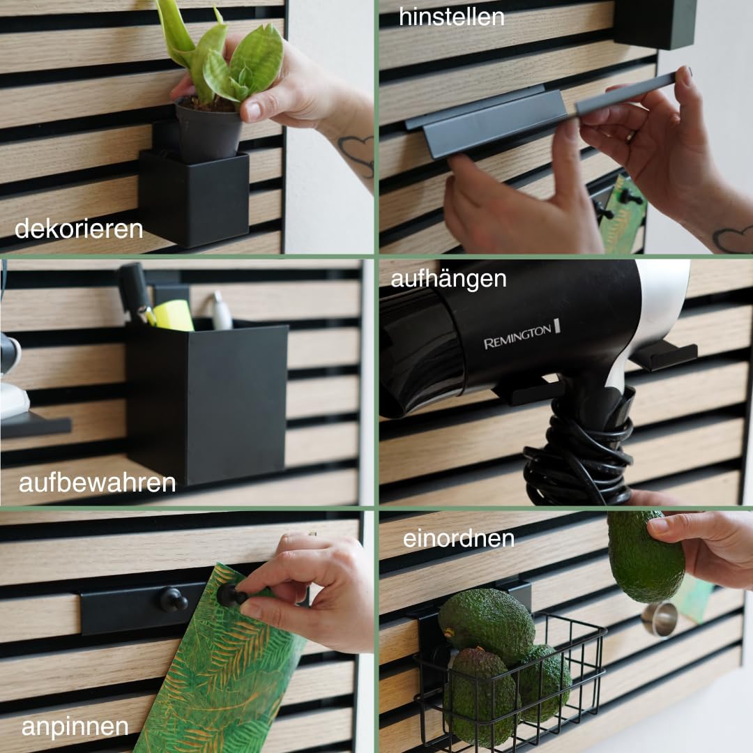 Steinmine - Designmanufaktur Zubehör-Set, Ablagen und Wandbehälter für Wandorganizer & Akustikpaneel