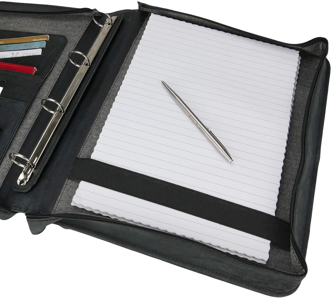 Greenburry Dokumentenmappe Leder - Schwarz Vintage Revival - Hochwertiges Rindsleder - Schreibmappe
