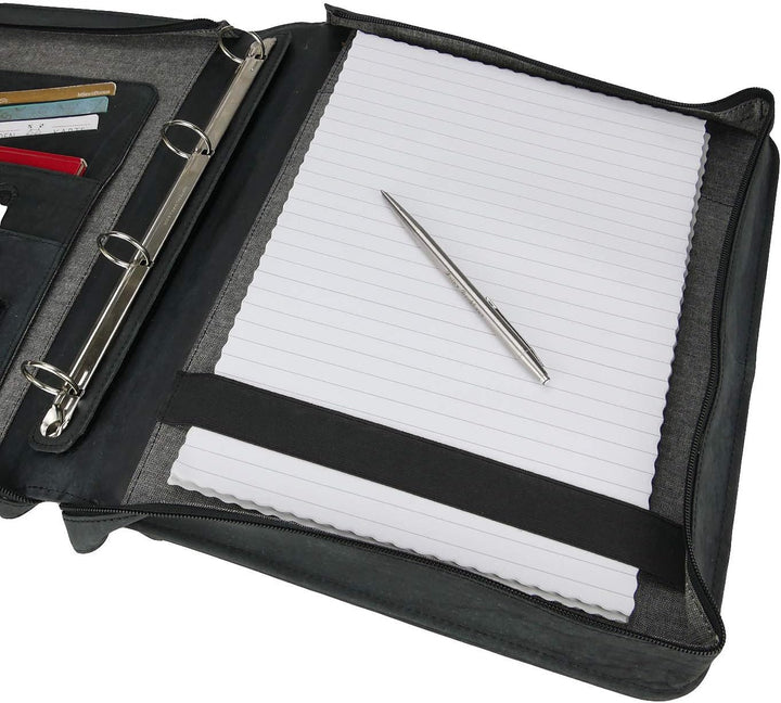 Greenburry Dokumentenmappe Leder - Schwarz Vintage Revival - Hochwertiges Rindsleder - Schreibmappe