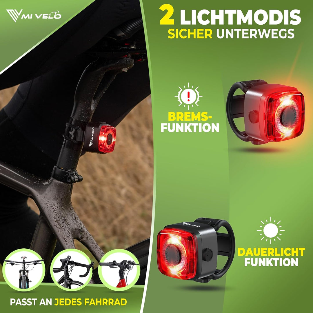 MIVELO Cube Fahrradlicht Set StVZO zugelassen Fahrradbeleuchtung - USB-aufladbar & 100% wasserdicht