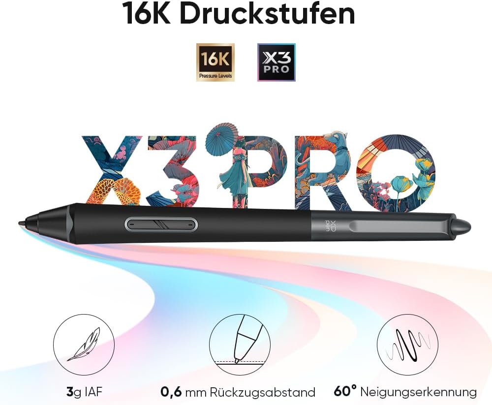 XPPen Grafiktablett Deco Pro MW Gen.2 Bluetooth 5.0 Grafiktablett ohne Display, 16K(16384) Druckstuf