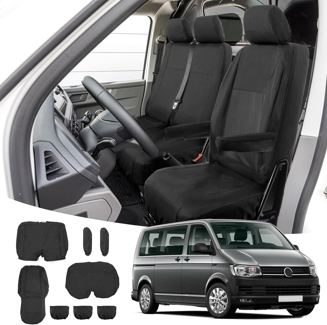 Opaltool 8PC Autositzbezüge Set für VW Transporter T5 T6 2015-2022, 3-Sitzer Strapazierfähige Massge