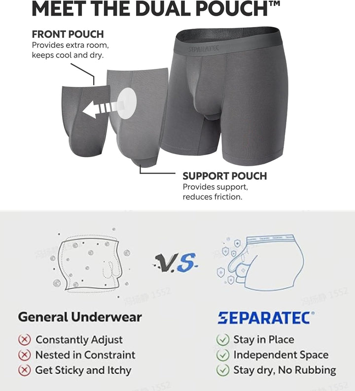 Separatec Herren Boxershorts, Herren Unterhosen aus Bambus-Viskose, atmungsaktiv und weich, Doppelbe