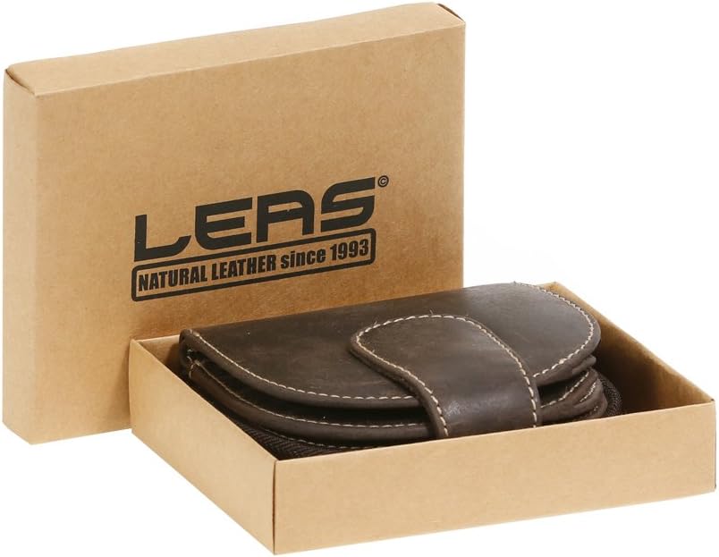 LEAS Damenbörse kompakt halbrund mit Geschenkbox Echt-Büffel-Leder, braun Vintage-Collection