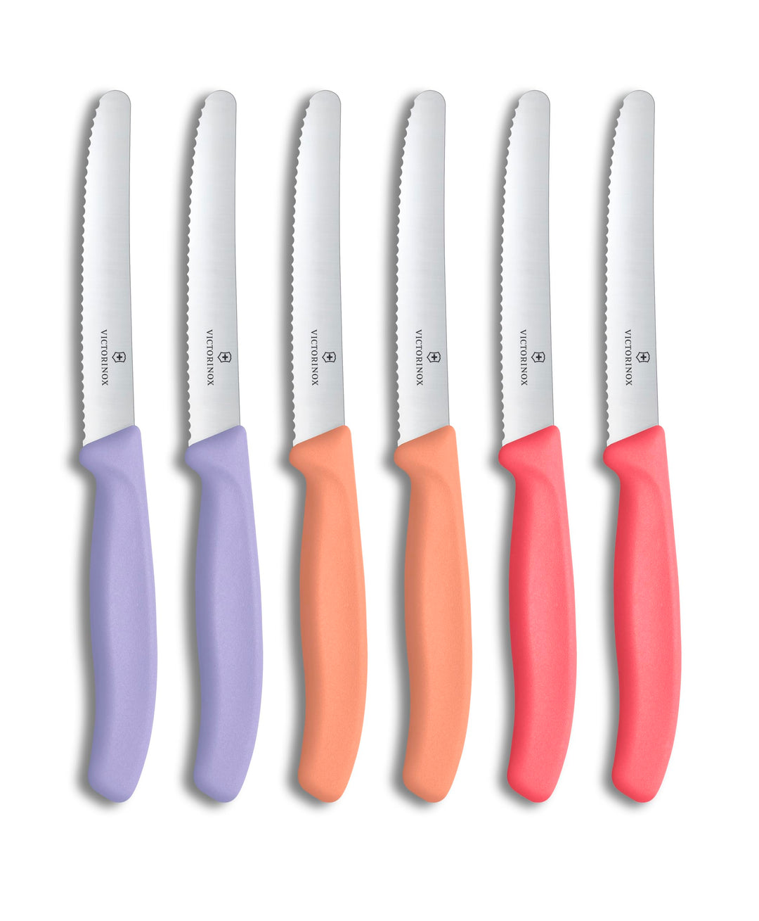 Victorinox Swiss Classic, Frühstücksmesser, Brötchenmesser Set, 6teilig, Scharfe Klinge, Wellenschli