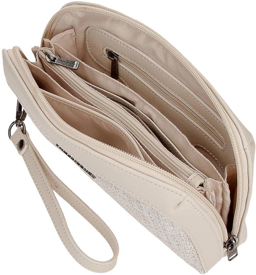 Pepe Jeans Maddie Beige Handtasche 20x11x4 cm Polyester mit Details aus Kunstleder, Beige Handtasche
