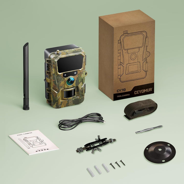 CEYOMUR 4G LTE Wildkamera mit Handyübertragung App, 2K HD Wildkamera mit SIM Karte mit 2.0" LCD-Bild