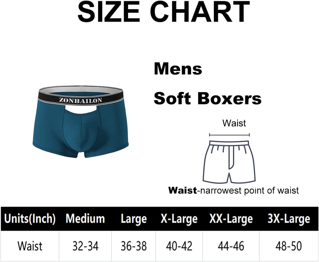 BIATWOWR Herren Boxershorts mit atmungsaktivem Stoff Micro-Mesh erhöhtem Front und Rückenöffnung ohn