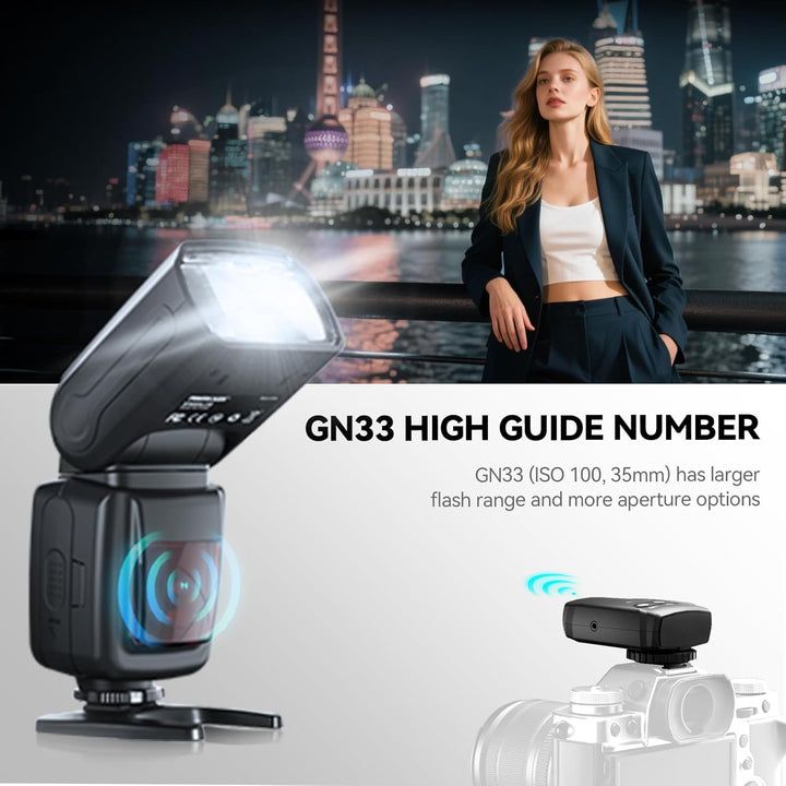 PHOTOOLEX 2.4G Blitz Flash Speedlite mit Drahtloser Auslöser für Canon Nikon Sony Panasonic Olympus