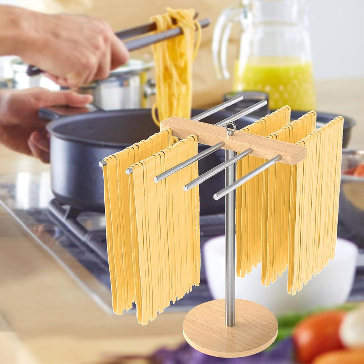 Nudeltrockner Nudelständer Pastatrockner Holz mit 10 Abnehmbar Arme Edelstahl 304 Pasta-Trocknung fü