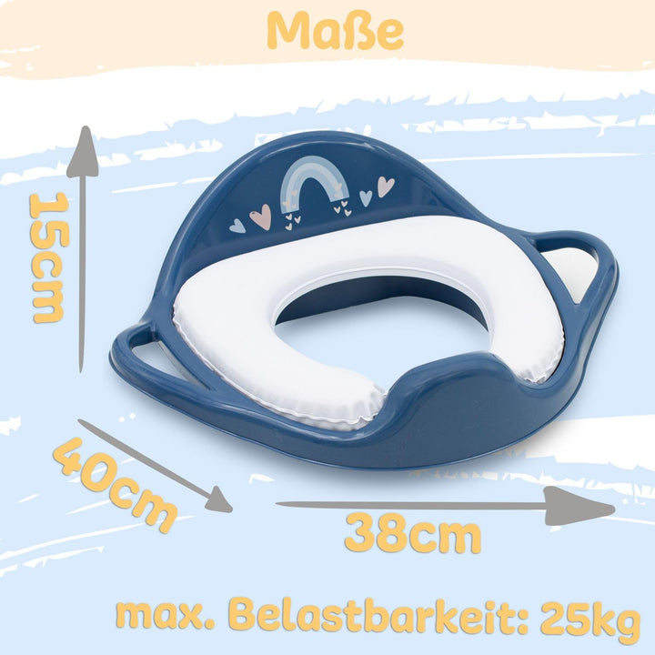 Kinder Toilettensitz mit Sitzpolsterung und Griffen! Toilettenaufsatz für Kinder ab 2 Jahre mit Anti