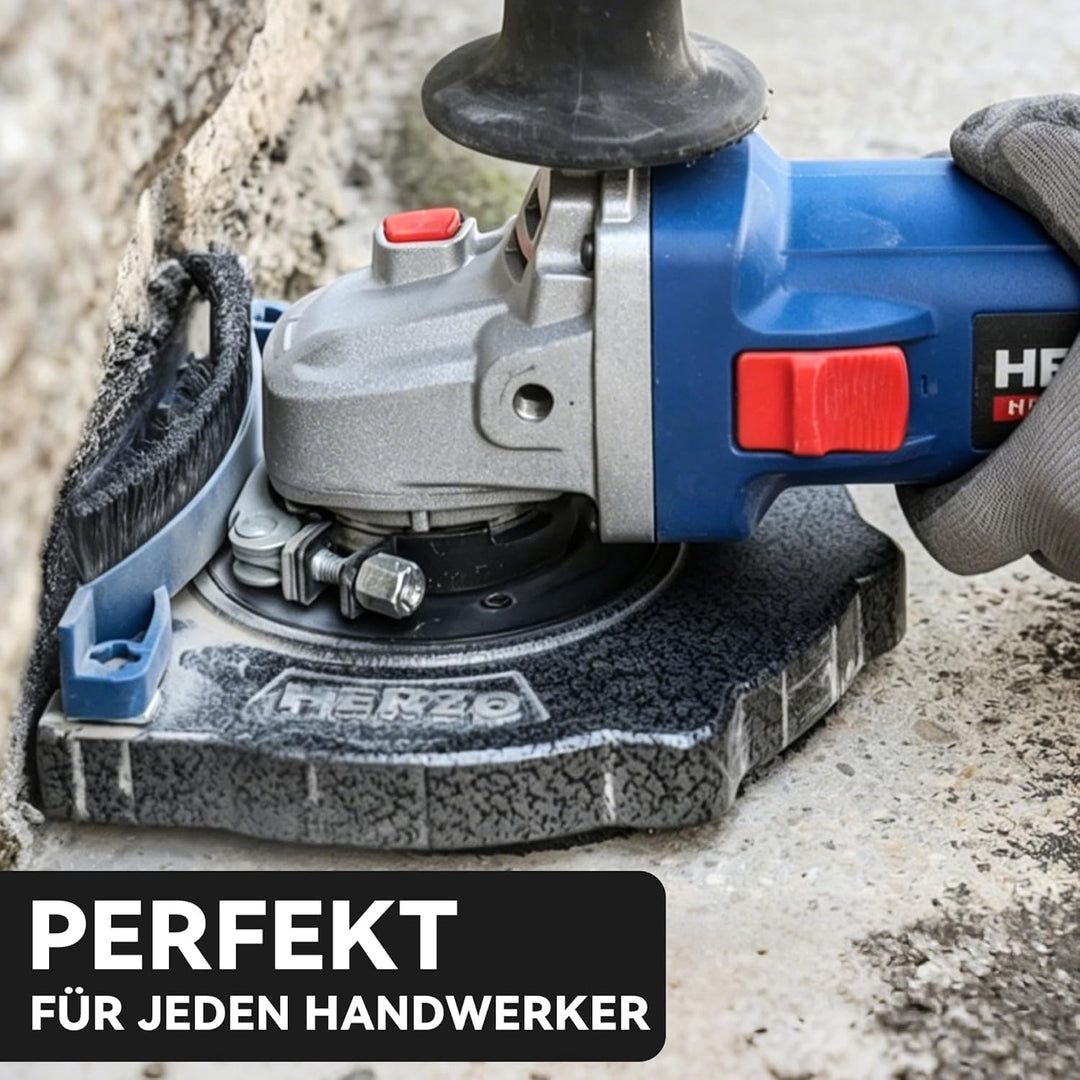 HERZO Absaughaube Set für Winkelschleifer inklusive 125mm DiamantSchleiftopf - robuste Aluminiumkons