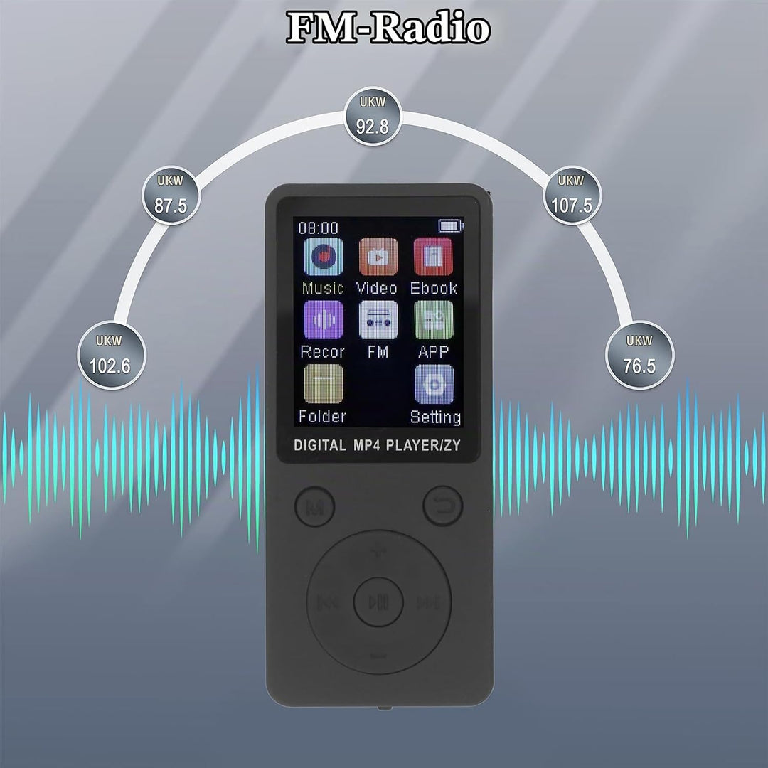 MP3 Player mit Bluetooth 5.0, 64GB Tragbarer MP4 Musikplayer mit 1,8 Zoll Farbbildschirm, Integriert