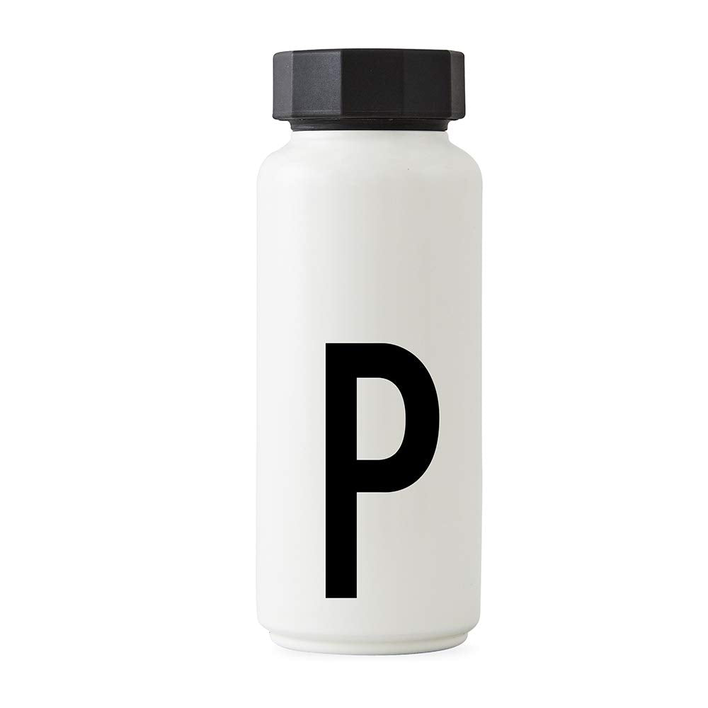 Design Letters Persönliche Edelstahl Trinkflasche Weiss (P) |500 ml| Kohlensäure geeignet BPA-Frei T